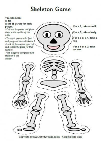 skeleton game 460 406x575 15 Kids Halloween Crafts & Activities