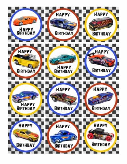 Cupcake topper happy birthday 444x575 Hot Wheels Birthday Party Pack Free Printables