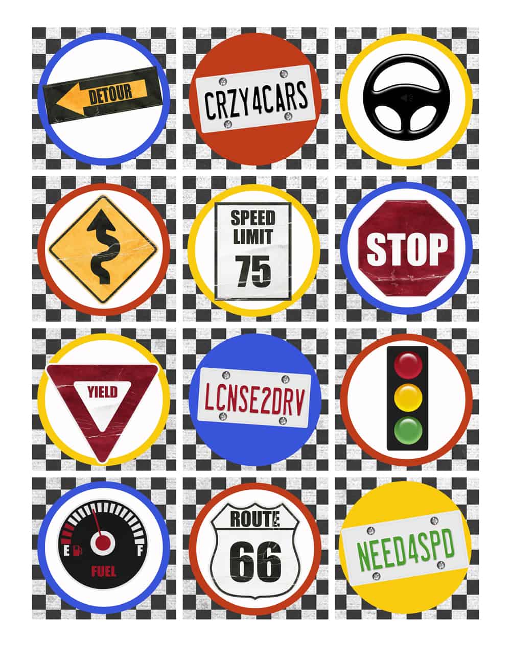 Cupcake topper traffic signs
