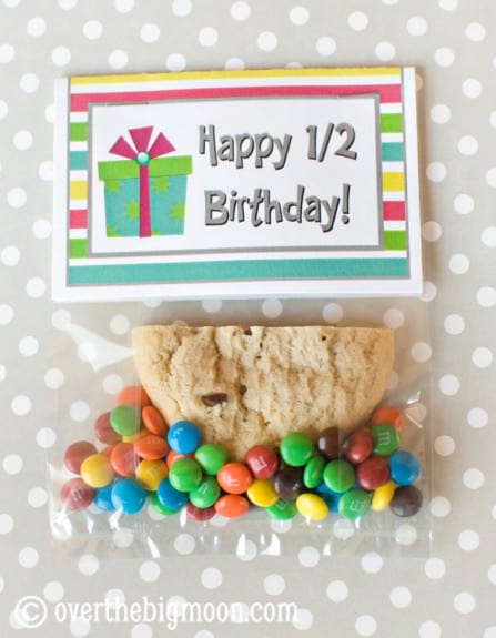 Half Birthday Class Gift with Free Printable Bag Topper half birthday topper front 2 447x575 Half Birthday Class Gift with Free Printable Bag Topper