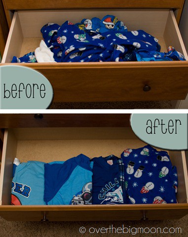 Jammies before and after thumb Organizing the jammie drawer!