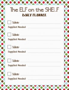 20 Elf on the Shelf Ideas with Shopping List and Daily Planner Elf Planner 231x300 20 Elf on the Shelf Ideas with Shopping List and Daily Planner