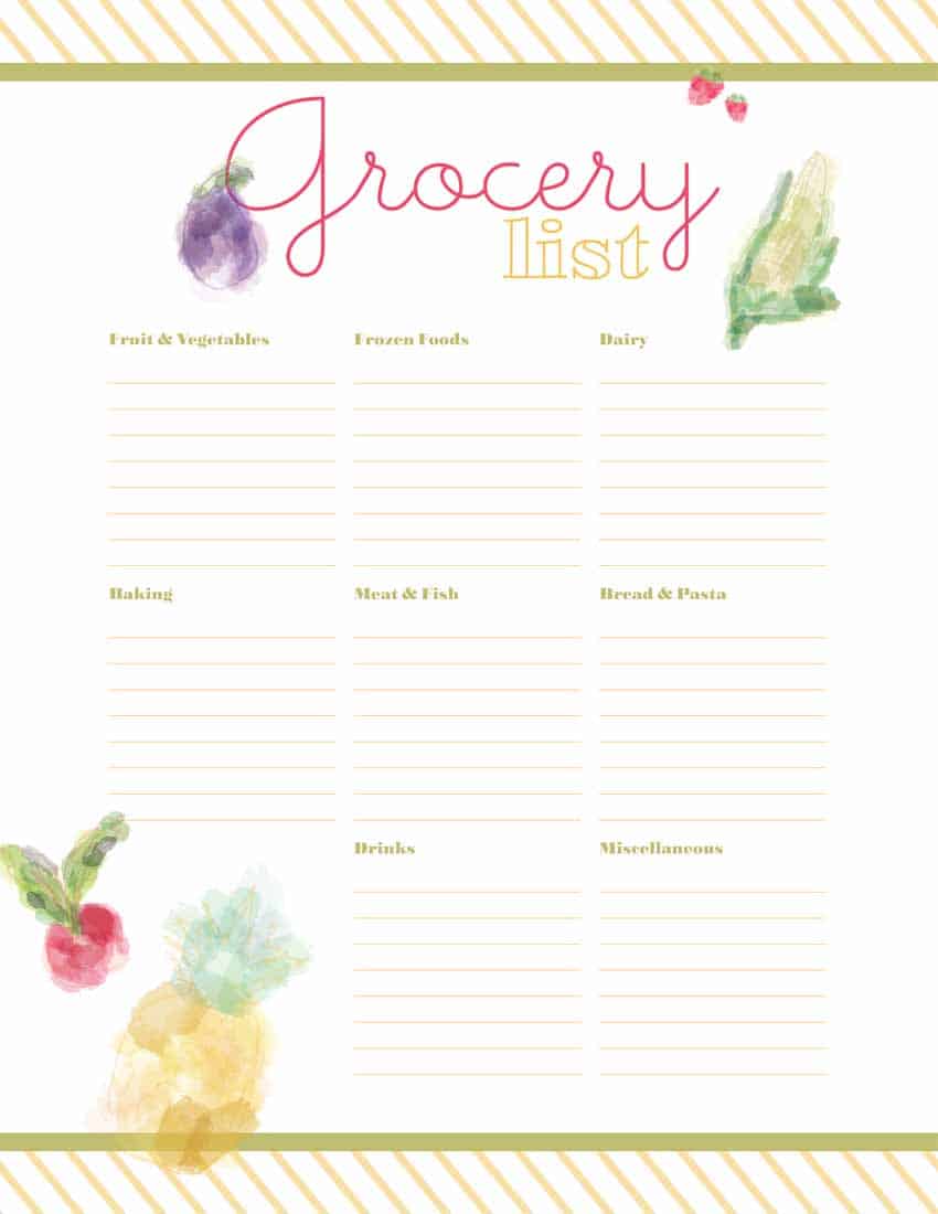 Grocery List Printable Over The Big Moon